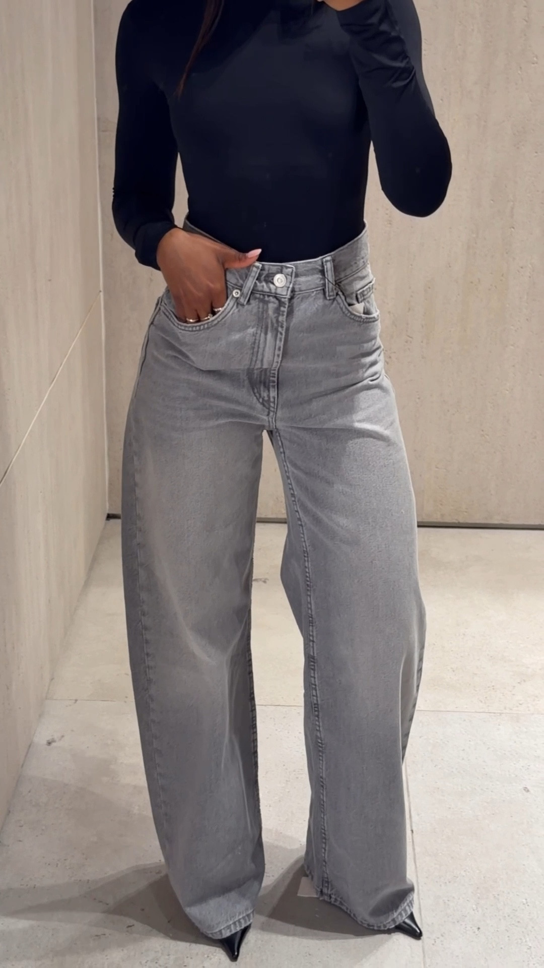 Zara wide leg jeans !wearing size EUR 34|160cm tall
#zara
#LTKspring 

#LTKootd #LTKPetite