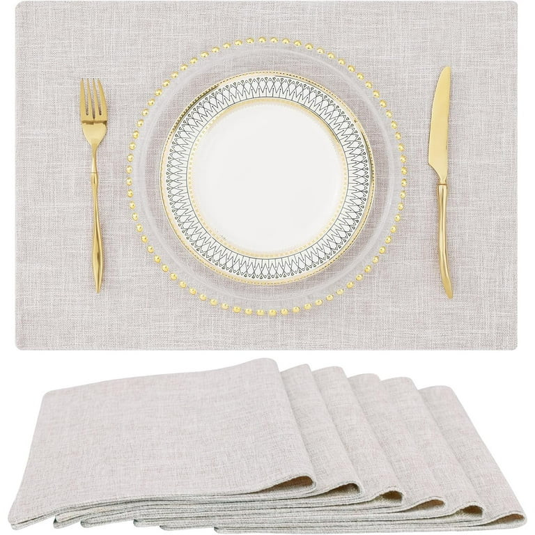 decorUhome Placemats Set of 6 - Cotton Linen Blend Washable Heat Resistant Dining Table Mats, Neu... | Walmart (US)