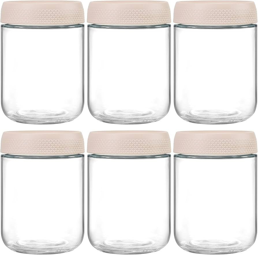 NETANY 6-pack 16oz Glass jars with Airtight Lids, Overnight Oats Containers with Lids, Wide mouth... | Amazon (US)
