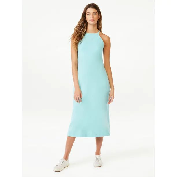 Free Assembly Sleeveless Halter Midi Dress, Sizes XS-XXL - Walmart.com | Walmart (US)