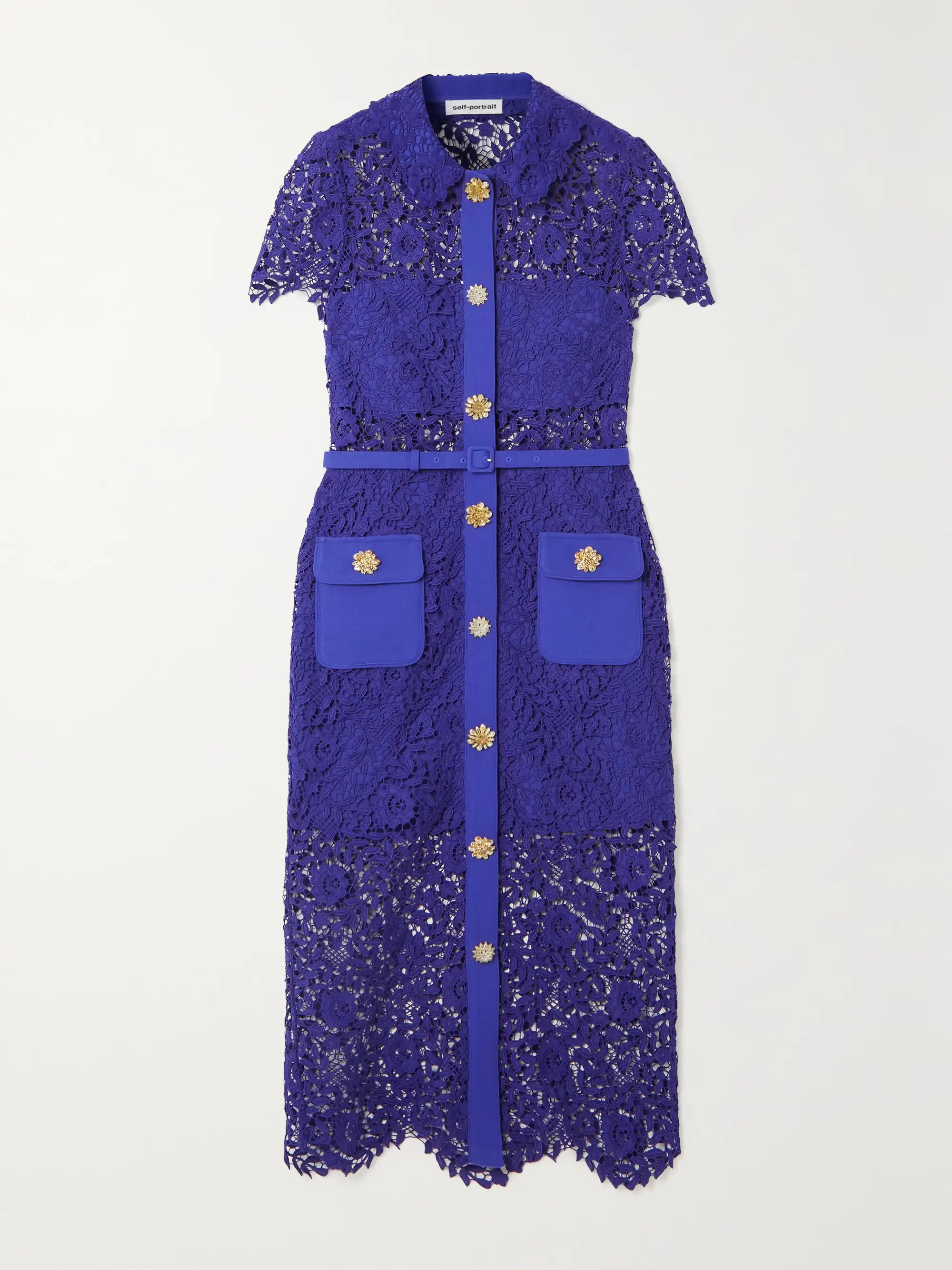 Belted button-embellished corded guipure lace shirt dress | NET-A-PORTER APAC