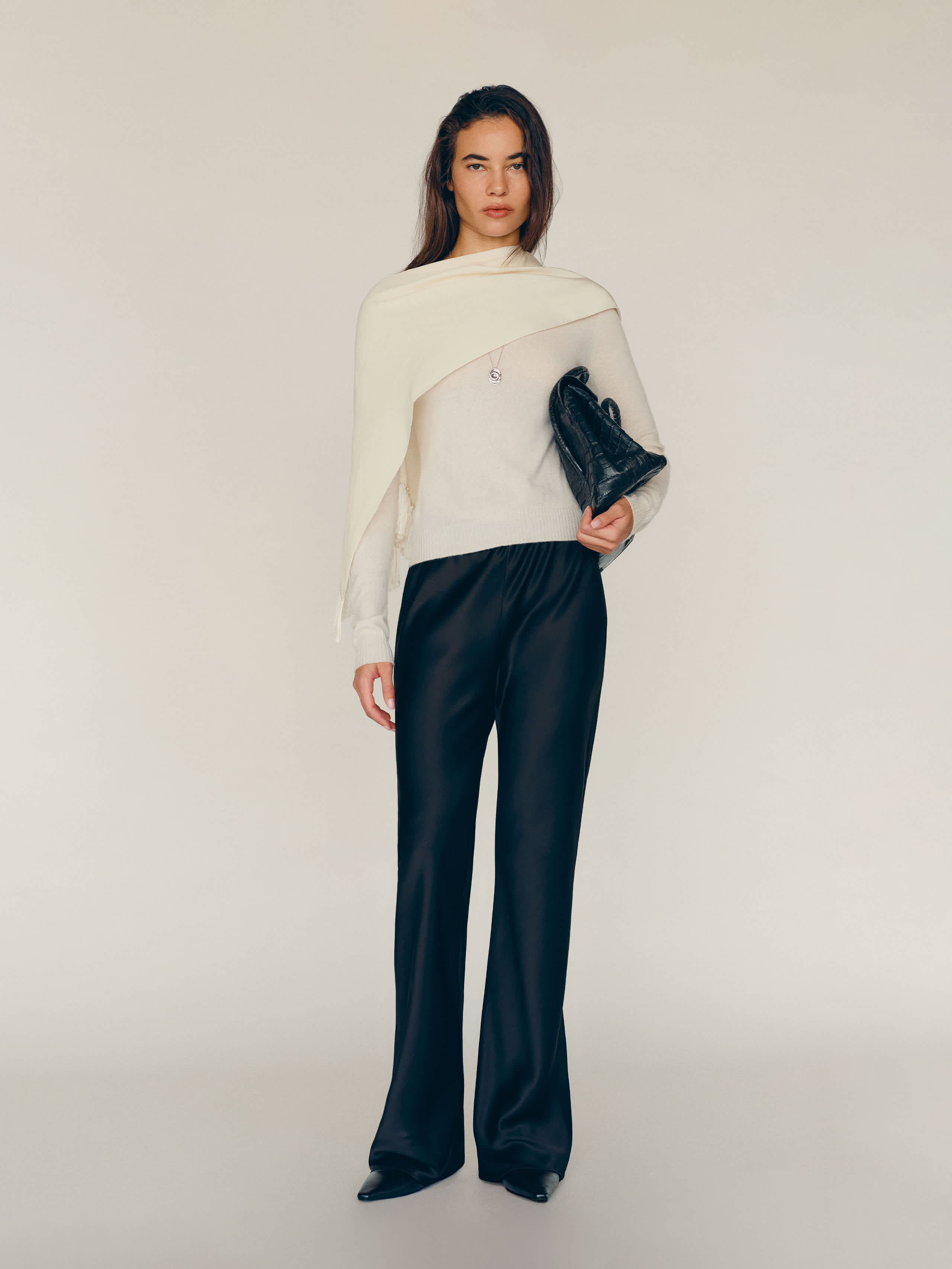 Reformation Gale Satin Mid Rise Bias Pant Black Medium | Reformation (Global)