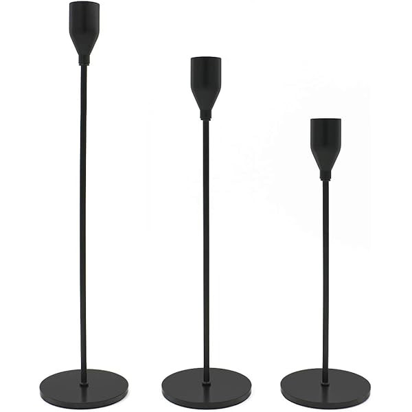 SUJUN Matte Black Candle Holders Set of 3 for Taper Candles, Decorative Candlestick Holder for We... | Amazon (US)