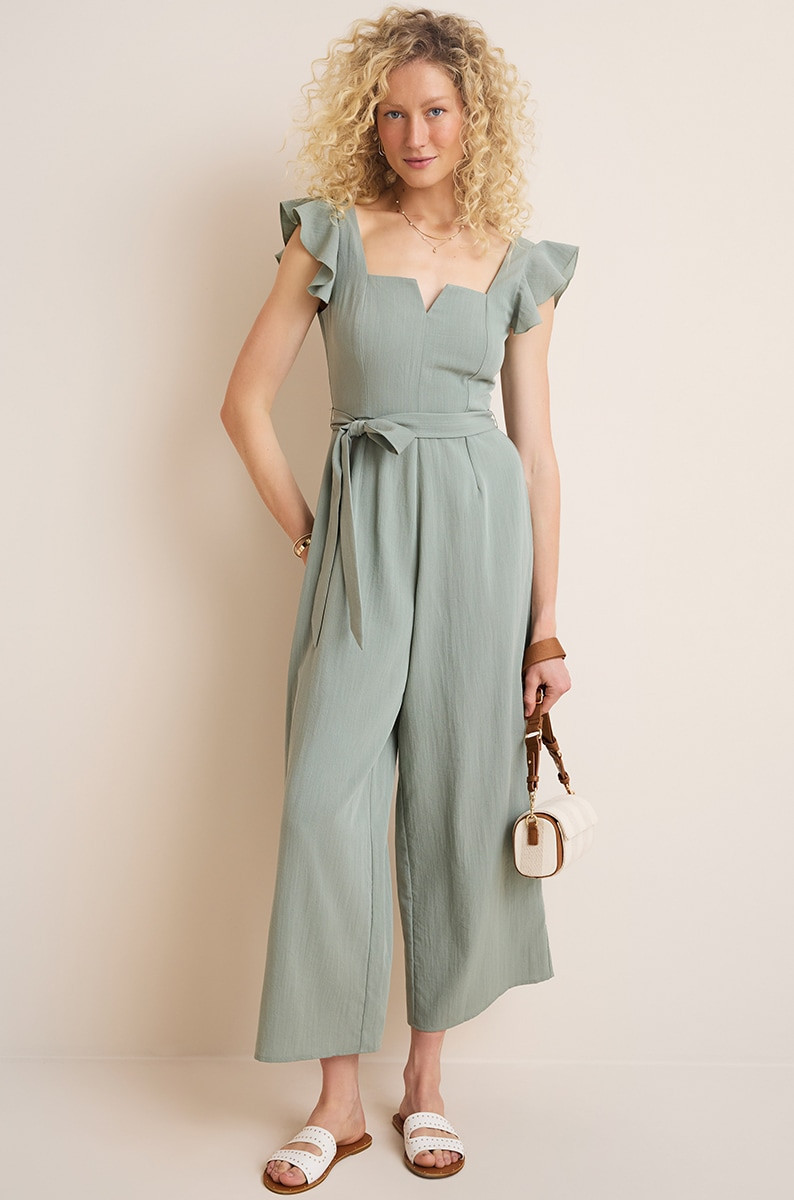 Greta Flutter Sleeve Cropped Jumpsuit | Francesca's