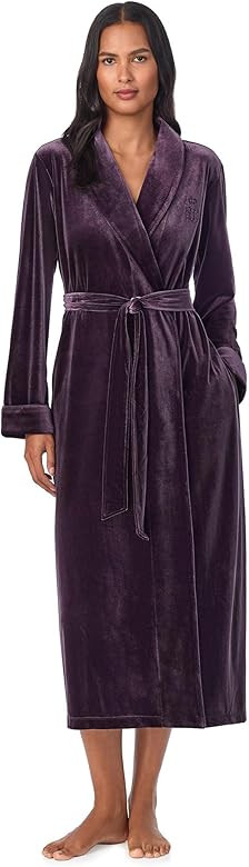 Lauren Ralph Lauren womens Velvet Long Shawl Collar Robe | Amazon (US)