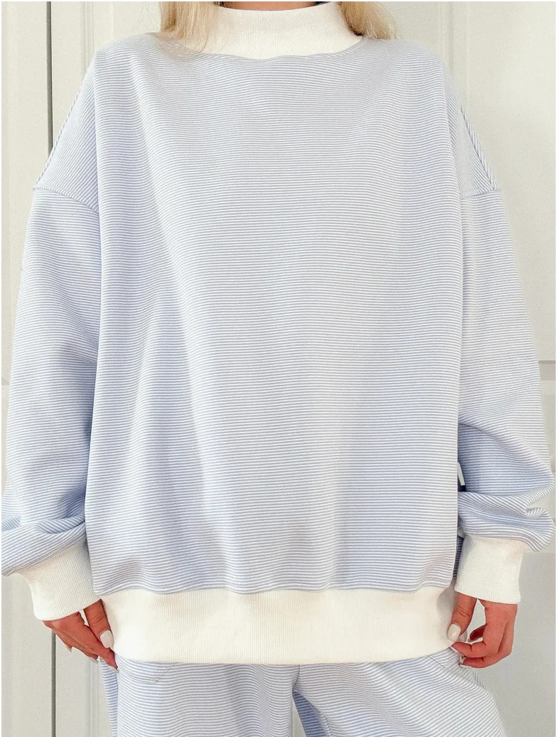 Sail Day Mockneck - Blue / White Pinstripes | Ave and Liv Boutique