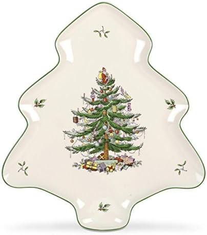 Spode Christmas Tree Holiday Platter - 14-Inch Tree-Shaped Serving Plate, Fine Porcelain Holiday ... | Amazon (US)