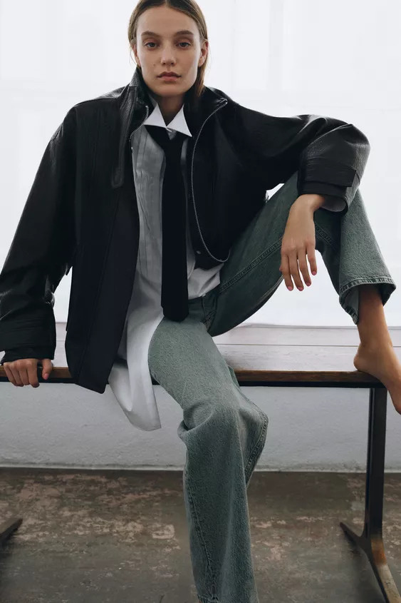 ZW COLLECTION OVERSIZED FAUX LEATHER JACKET | Zara US