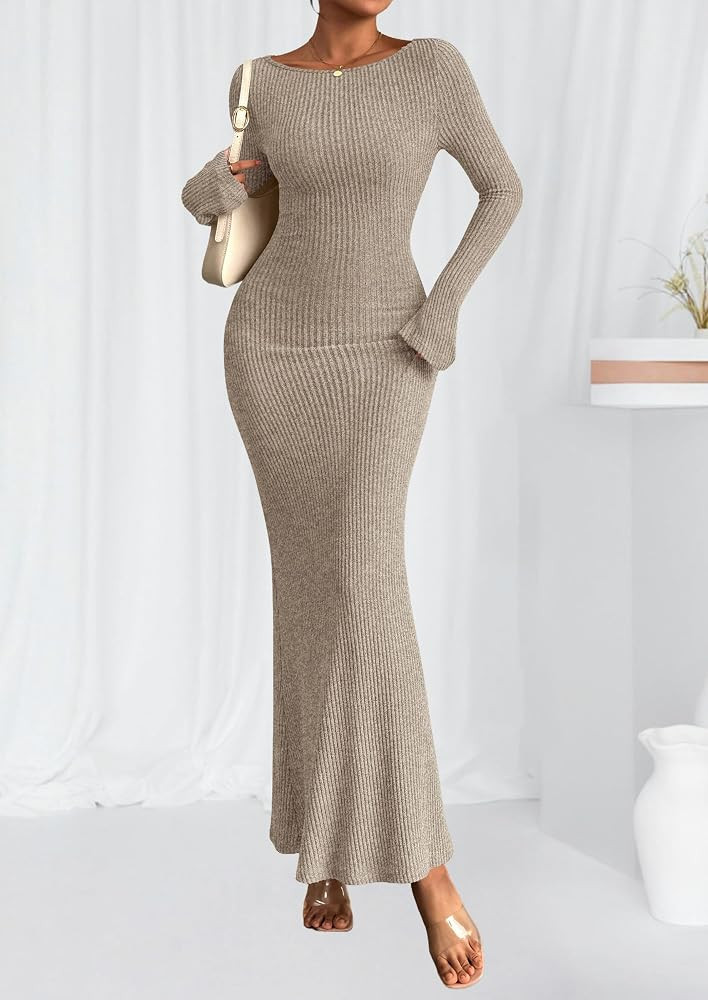 PRETTYGARDEN Women's Fall Long Sleeve Bodycon Maxi Dresses | Amazon (US)