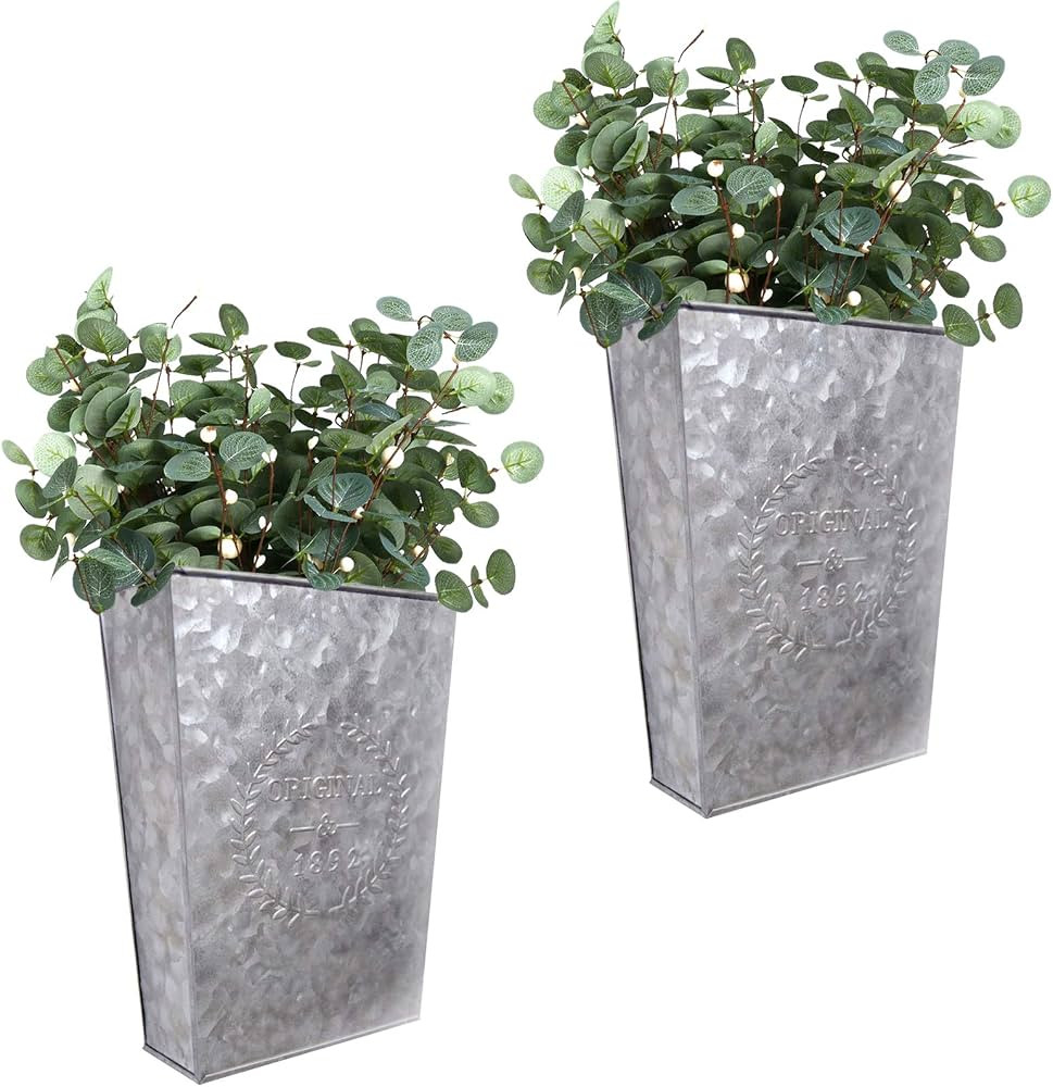 LESEN Galvanized Metal Wall Planter,Farmhouse Wall Decor Hanging Wall Vase Pocket Planters Flower... | Amazon (US)