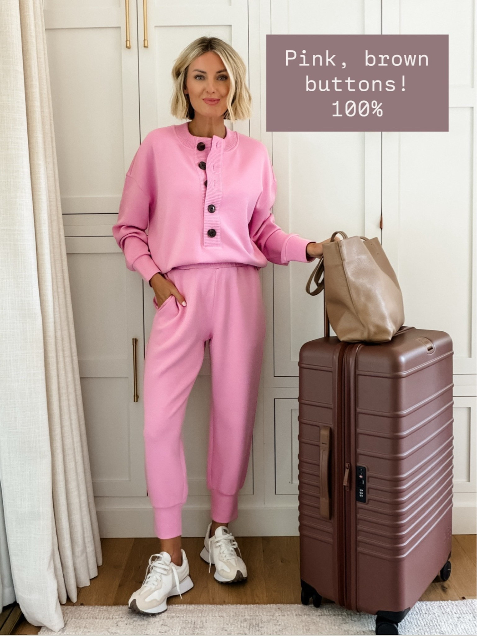 This pink set for travel is 👏🏻 I am wearing my true size in these pieces! 

Loverly Grey, travel outfit, varley finds

#LTKSeasonal #LTKootd