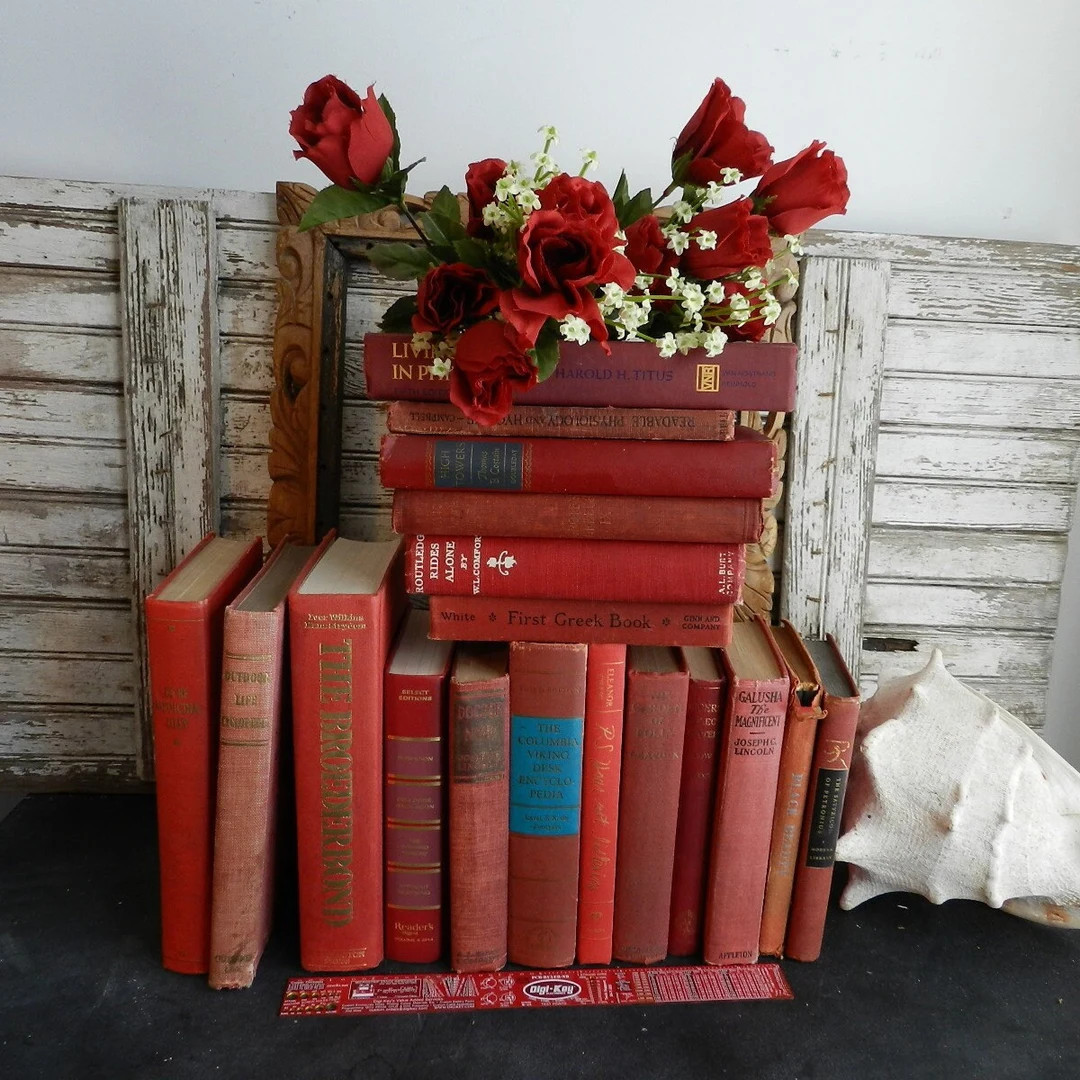 Vintage RED B00KS BY THE F00T - Etsy | Etsy (US)