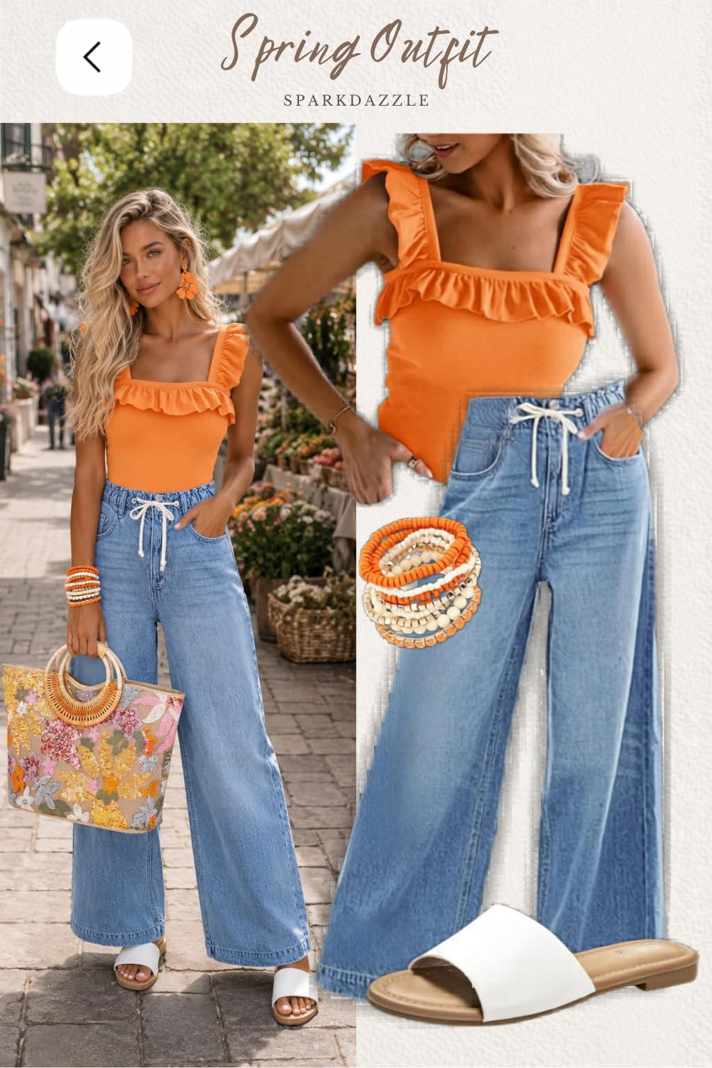 Spring/Summer Outfit Inspo for Farmers Market Days

Bright colors, relaxed denim, and the cutest floral accessories make this spring and summer outfit perfect for farmers markets, brunch dates, vacations, and casual weekend outings. Loving the playful orange top paired with wide leg jeans and effortless accessories for an easy chic look. #ad #affiliate

#springstyle #summeroutfit #farmersmarketstyle #casualchic #widelegjeans #fashioninspo #outfitideas #springfashion #summerstyle #orangeoutfit #everydaystyle #vacationoutfit #amazonfashion #styleinspo #cuteoutfitideas #womensfashion #streetstyle #weekendoutfit #bohochic #ootd