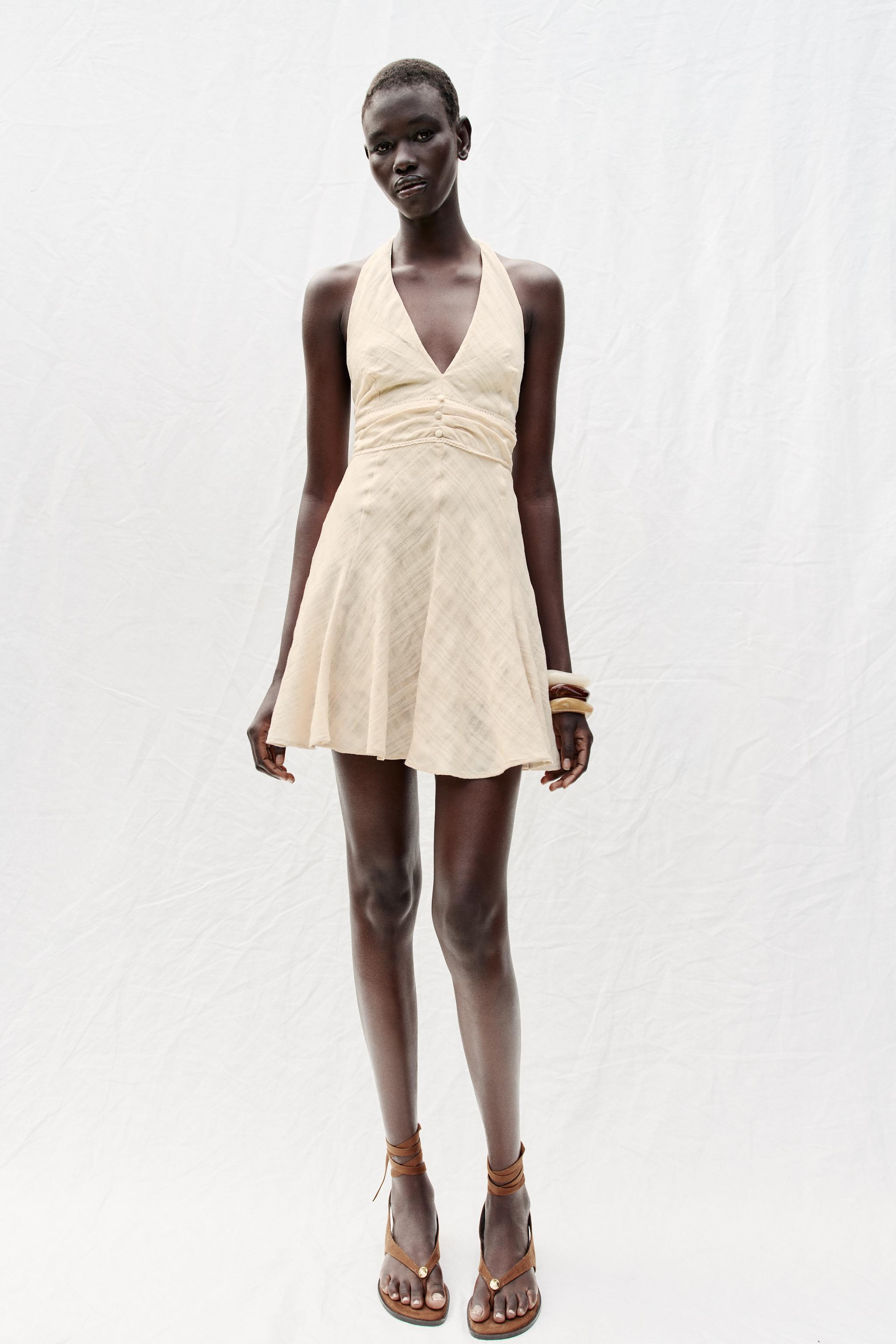 RUSTIC HALTER NECK MINI DRESS | Zara US