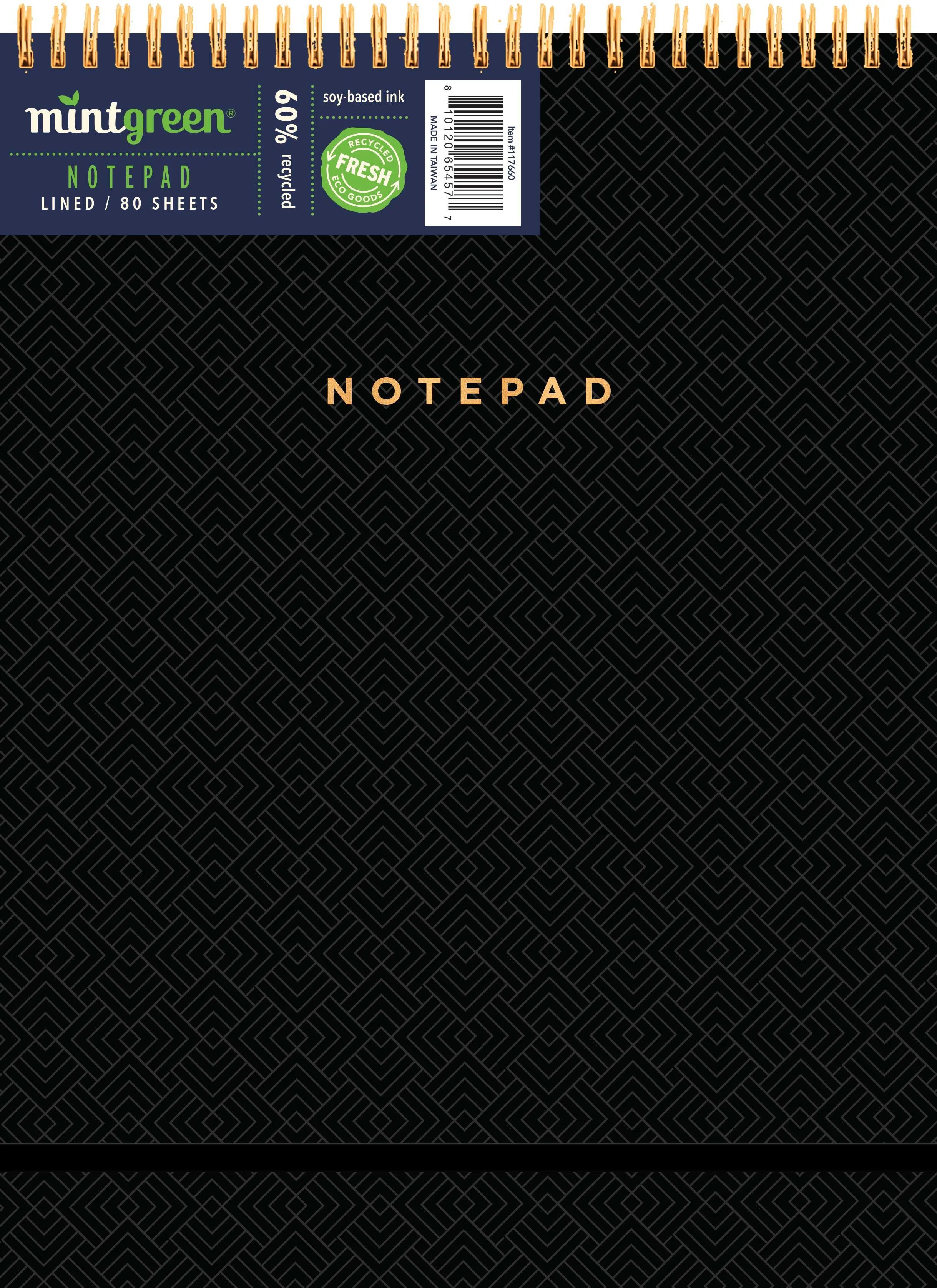 Mintgreen Spiral Top Writing Pad, 8"x 10.75", Professional Series - Black, 80 sheets | Walmart (US)