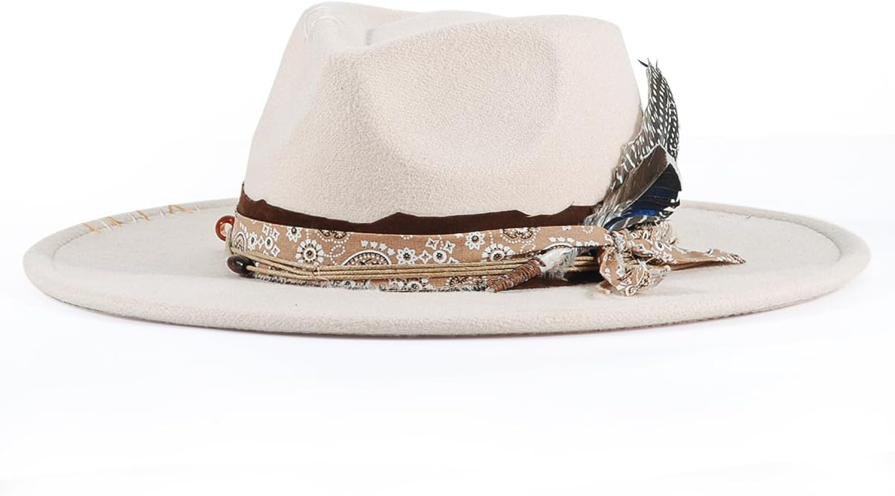 H.Busque Big Brim Fedora Mens Women Felt Boho Hat Panama Handmade Dress Up Hats | Amazon (US)