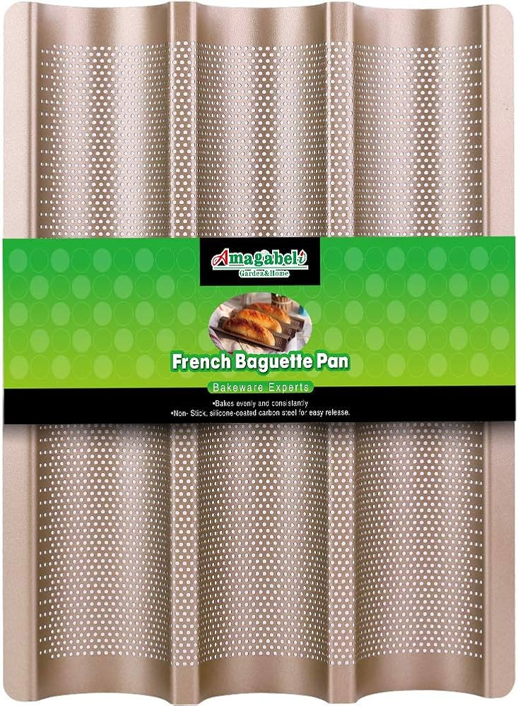 AMAGABELI GARDEN & HOME Nonstick French Baguette Pans For Baking 15"x11" Carbon Steel 3 Loaf Perf... | Amazon (US)