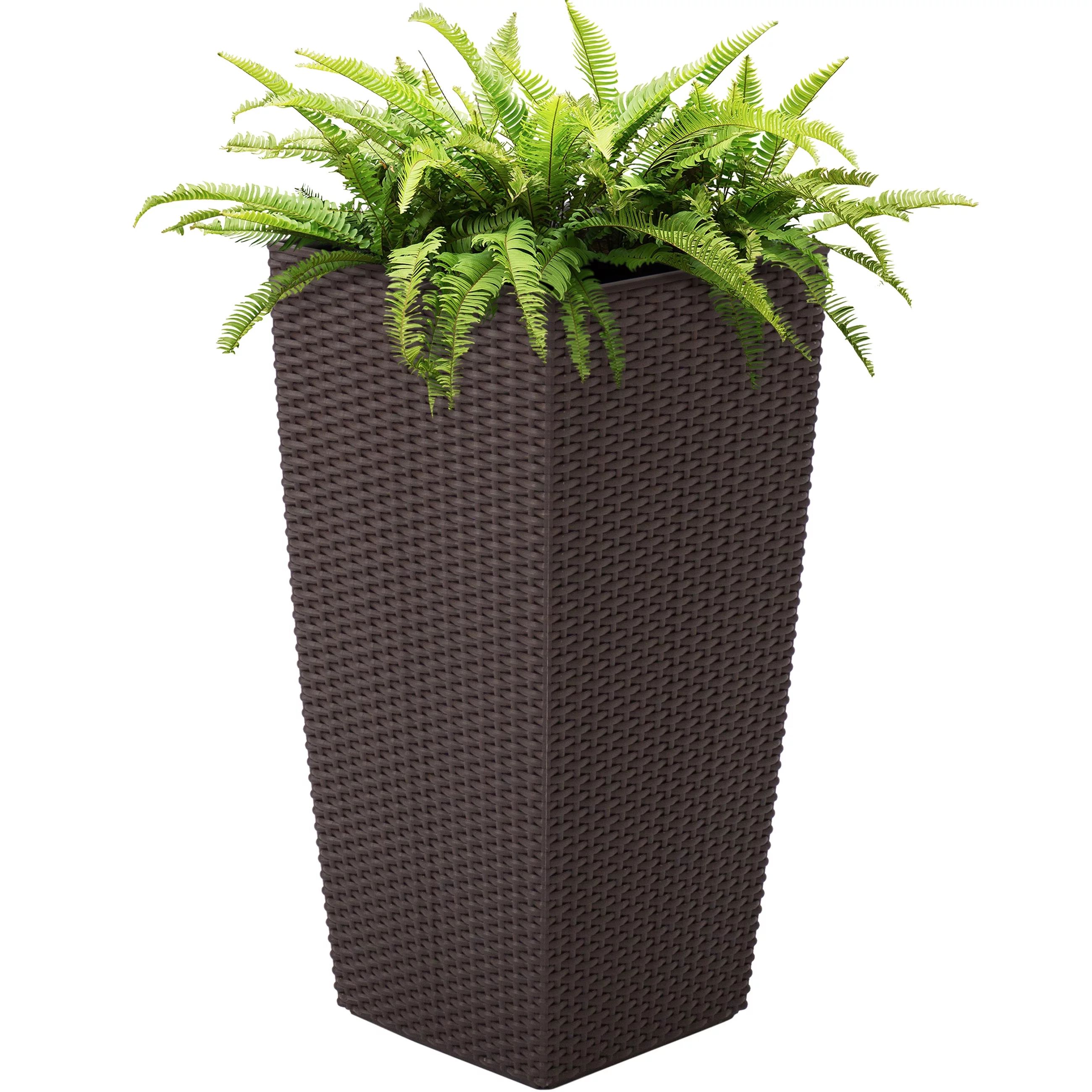 Best Choice Products Self-Watering Wicker Planter w/ Rolling Wheels and Water Level Indicator, Wh... | Walmart (US)