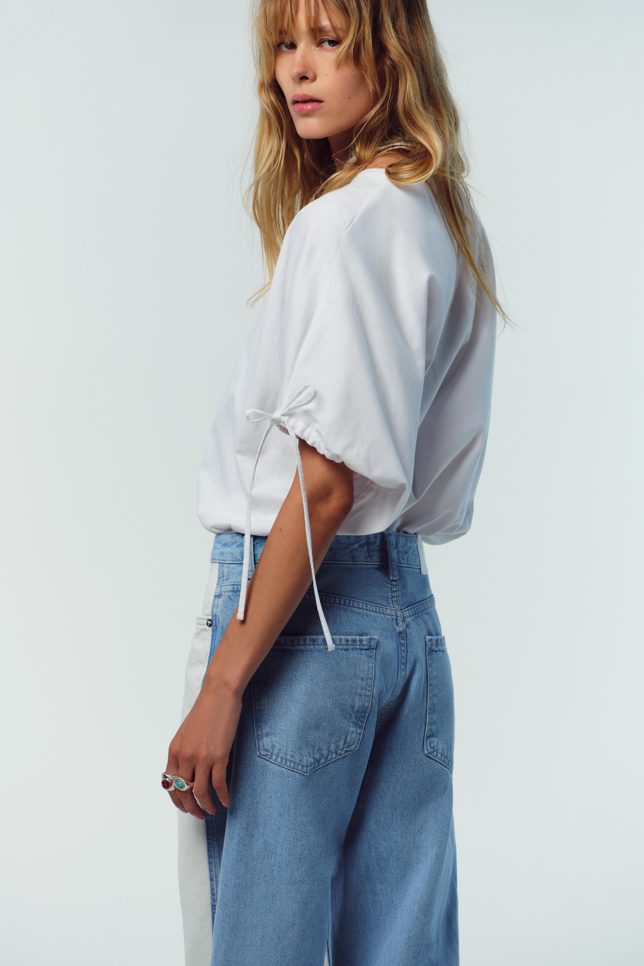 COTTON T-SHIRT WITH TIES | Zara US