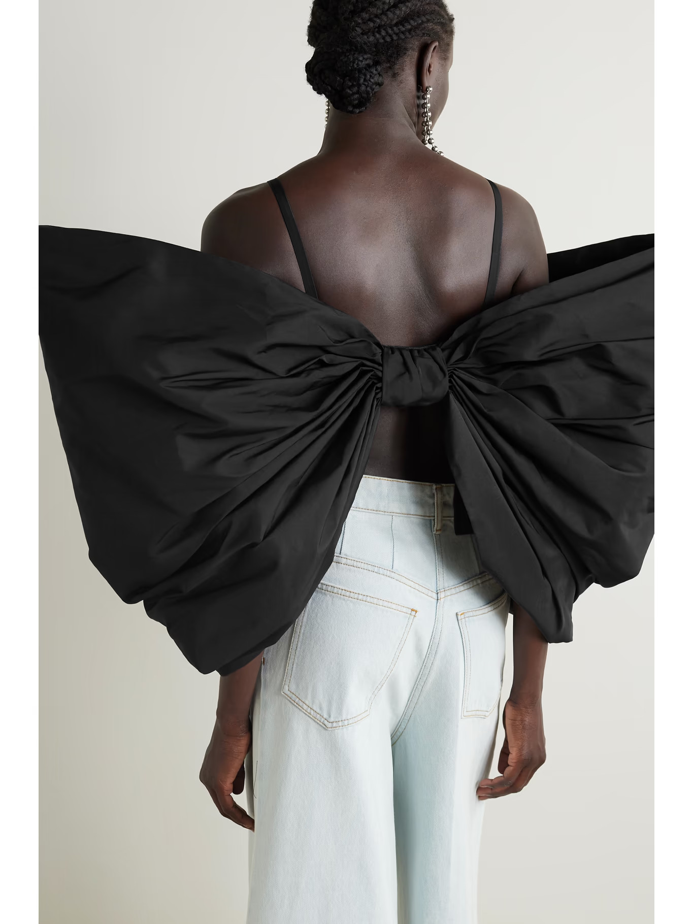 Cropped bow-detailed tafetta and tulle top | NET-A-PORTER (US)