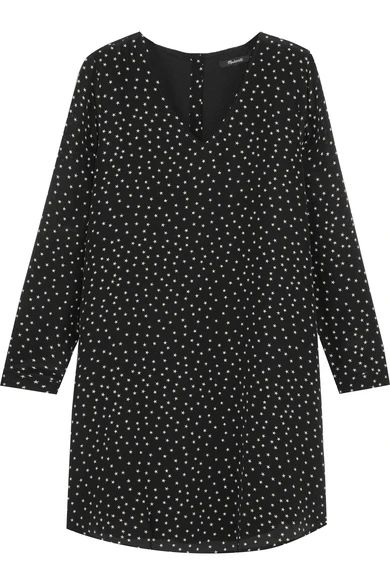 Madewell - Star-print Silk Crepe De Chine Mini Dress - Black | NET-A-PORTER (US)