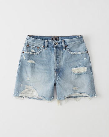 High Rise Mid-Length Denim Shorts | Abercrombie & Fitch US & UK