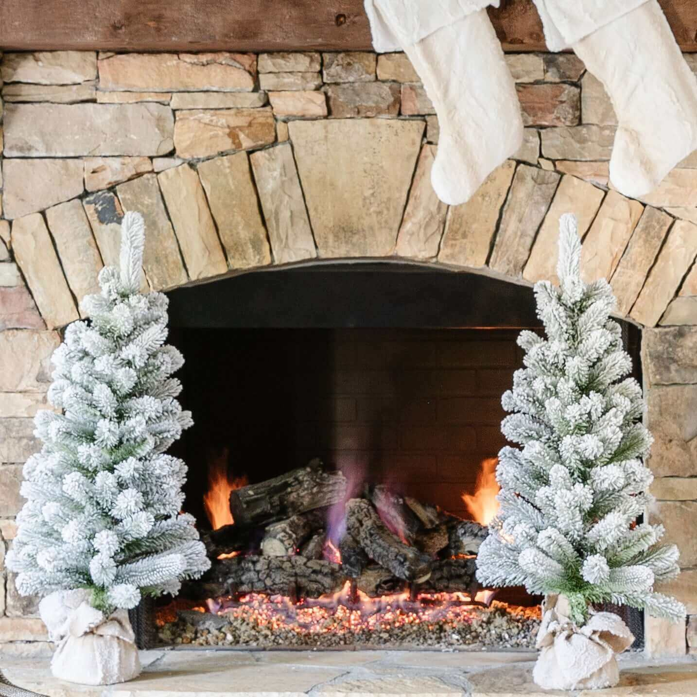 3' King Flock Artificial Christmas Tree Unlit (set of 2) | King of Christmas