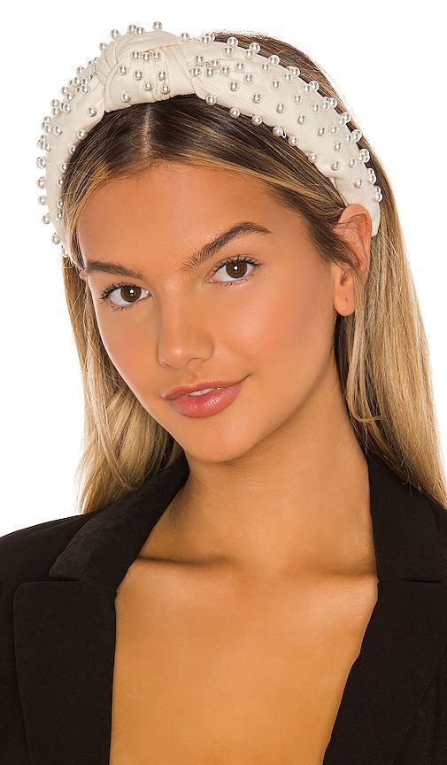 Lele Sadoughi Woven Pearl Headband in Ivory. | Revolve Clothing (Global)