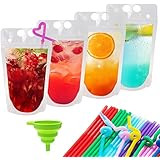 C CRYSTAL LEMON 100PCS Liquor Pouches, Drink Pouches for Adults with Straw Smoothie Bags Juice Po... | Amazon (US)