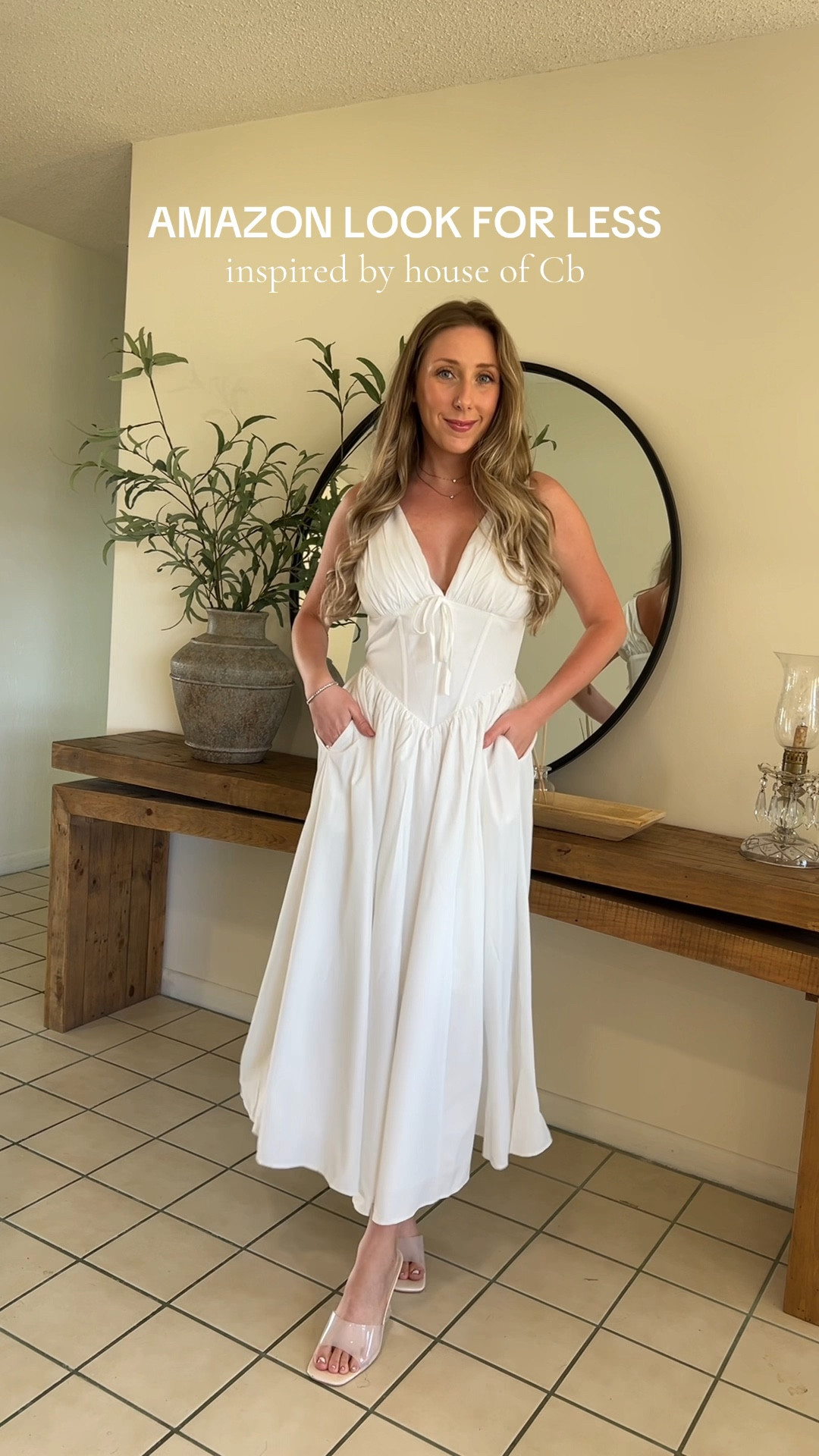 White midi dress from Amazon inspired by house of Cb 