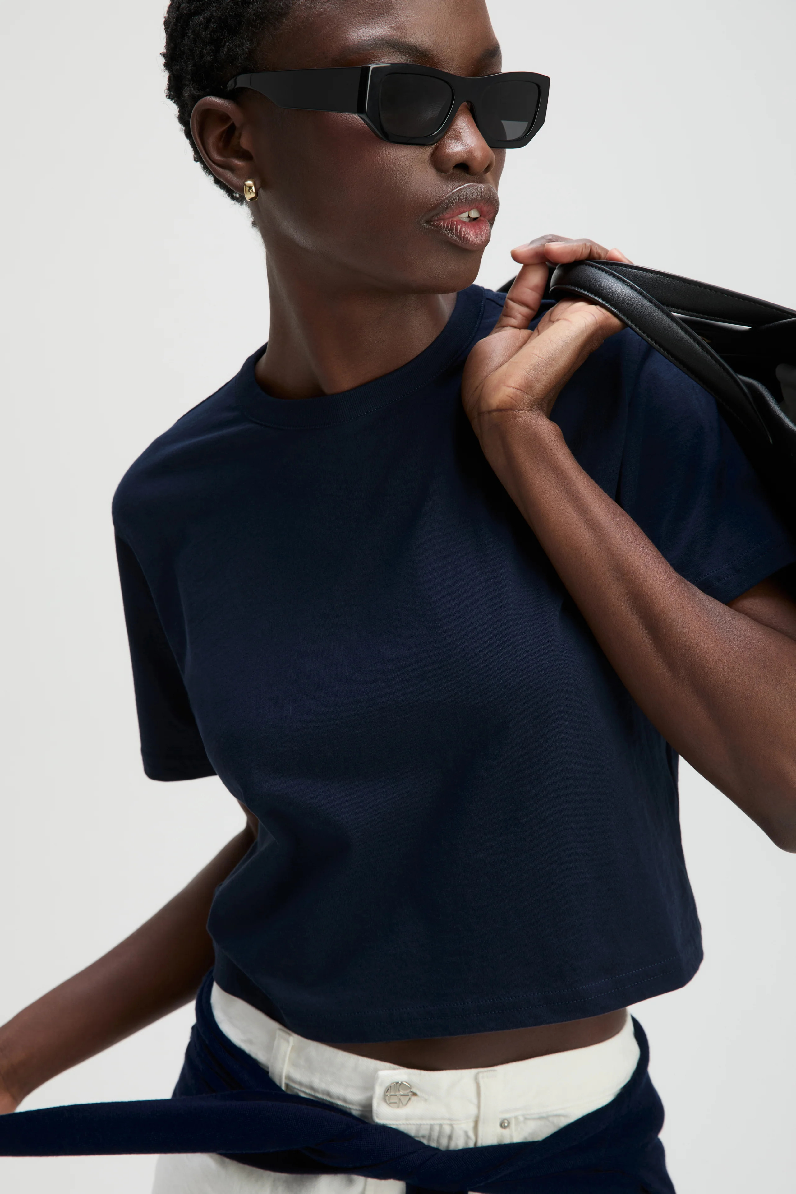 The Cropped Perfect Tee in Navy | Sold Out NYC