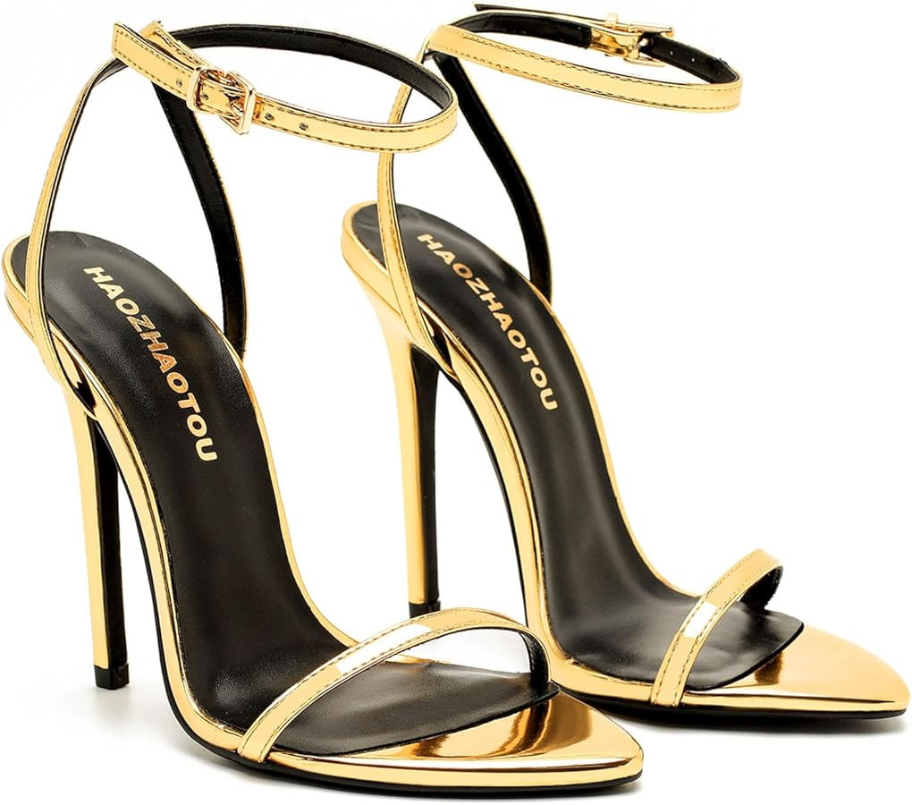 Womens Strappy Lace Up Heels Sexy Stiletto High Heeled Open Toe Strap Summer Dress Shoes | Amazon (US)