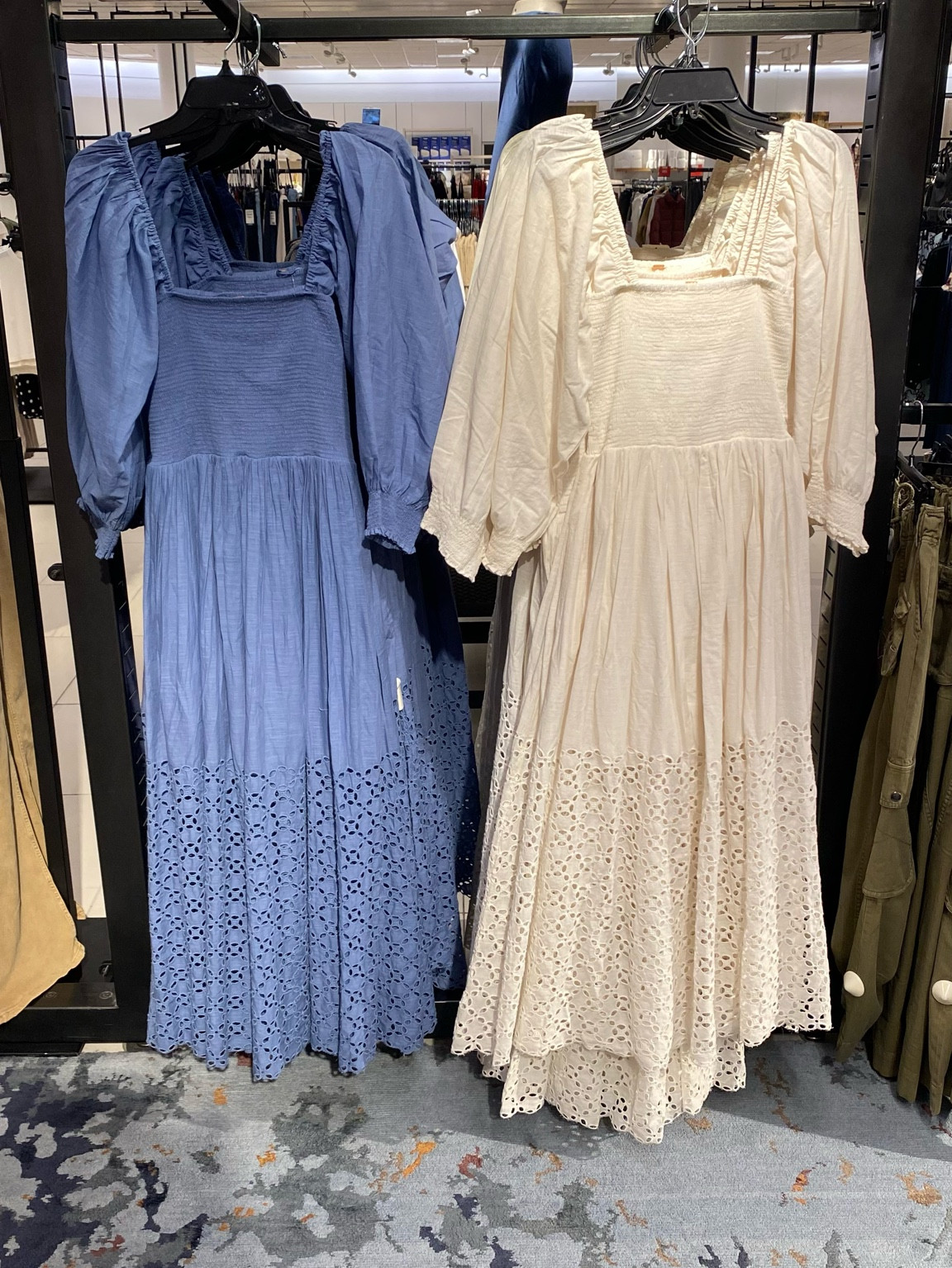 perfect storm smocked eyelet long sleeve maxi dress Free People Perfect Storm Smocked Eyelet Long Sleeve Maxi Dress Size XS