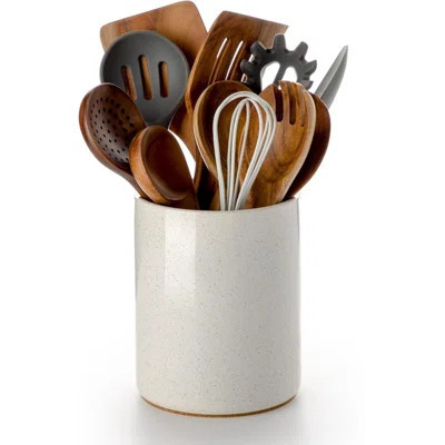 Utensil Holder, 6.4" Ceramic Kitchen Utensil Holder For Countertop With Protection Cork Bottom, Vintage Farmhouse Kitchen Decor For Counter, Gift (San | Wayfair North America