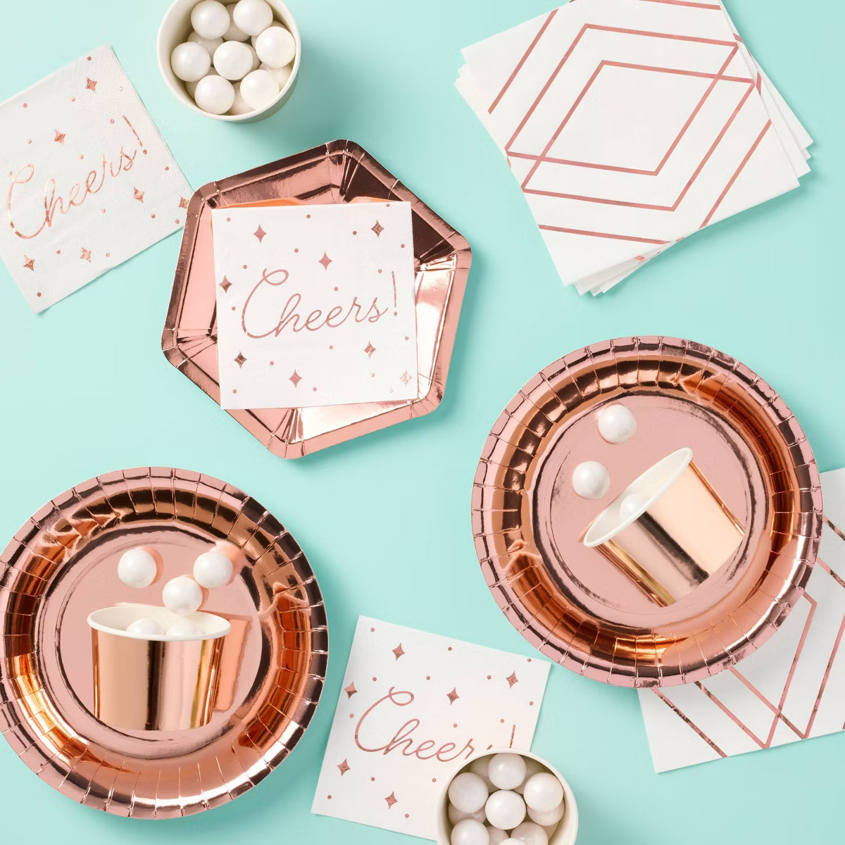 30ct Beverage Napkins 'Cheers' Rose Gold - Spritz™ | Target