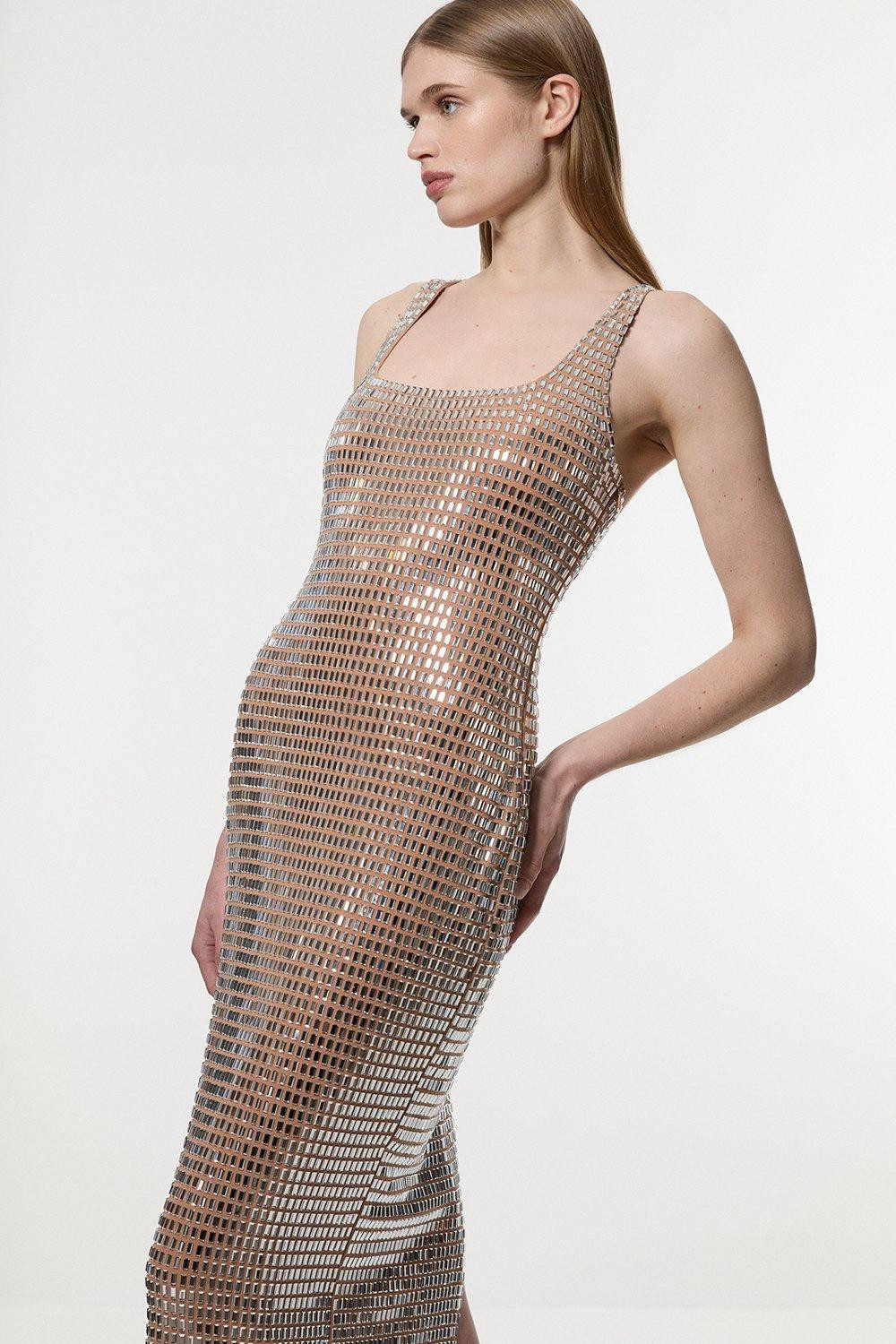 Premium Crystal Embellished Jersey Midi Dress | Karen Millen UK + IE + DE + NL