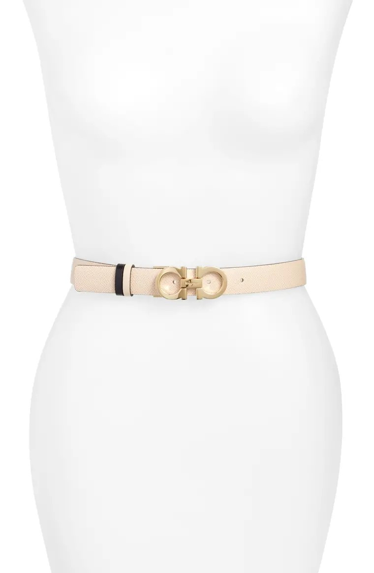 Reversible Gancini Calfskin Leather Belt | Nordstrom