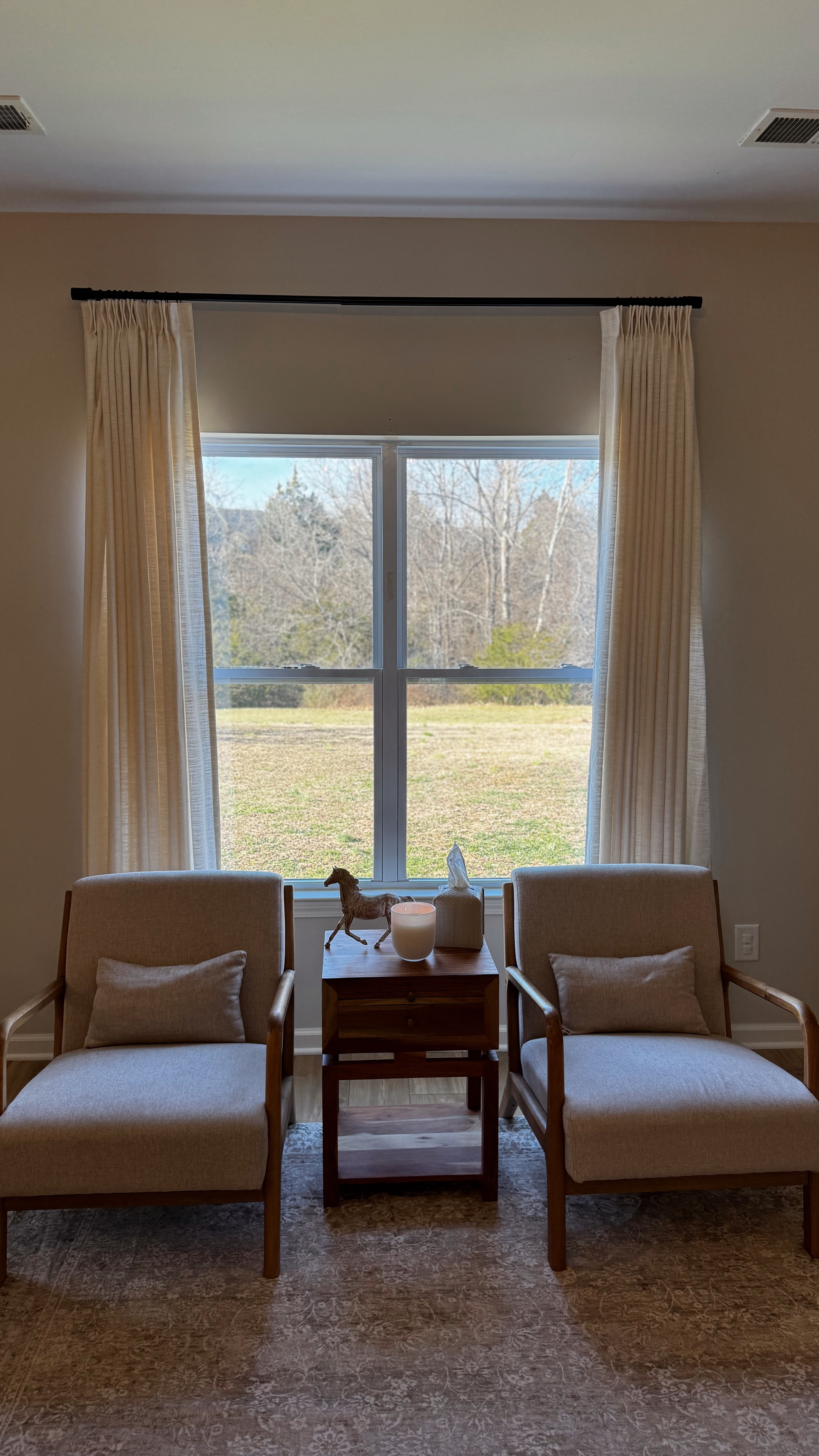 Creating a home I never want to leave ✨🧺 These custom curtains bring warmth and a high quality look to our living room. 

The memory shaping, texture, color, and pinched pleats are everything I was looking for! 

What I ordered: 
Liz Linen Drape Pleated - Ivory White 
Pinch Pleat
54 inch width 
91 inches in height
Lining type: room darkening, shading rate 70% 
Memory training

Two pages curtains | interior design | home decor | interior | interior styling | curtains | living room decor | living room | home inspo | custom curtains | two pages home 

#LTKHome #LTKStyleTip #LTKWatchNow