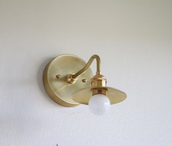 Solid Brass Wall Sconce Light With Brass Shade-minimal Sconce | Etsy | Etsy (US)