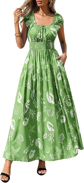 PRETTYGARDEN Boho Maxi Dresses for Women 2026 Summer Floral Wedding Guest Dress Resort Wear Sprin... | Amazon (US)