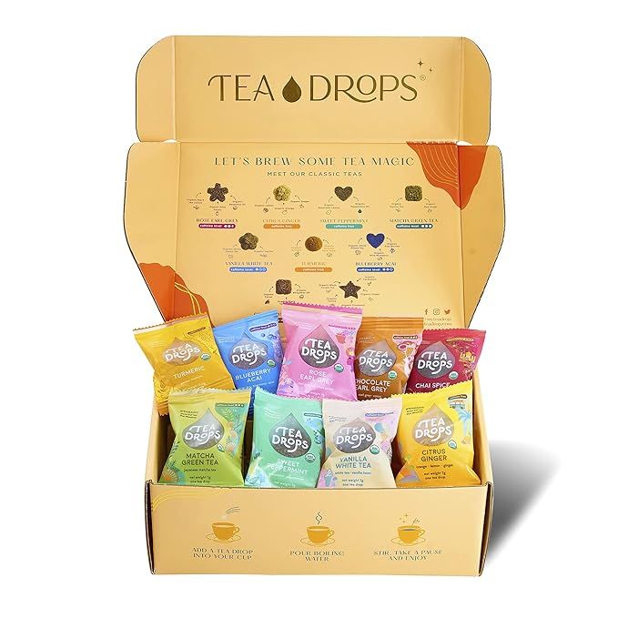 Tea Drops Party Pack of 15 Lightly Sweetened Loose Leaf Bagless Tea | On the Go Tea Assortment In... | Amazon (US)