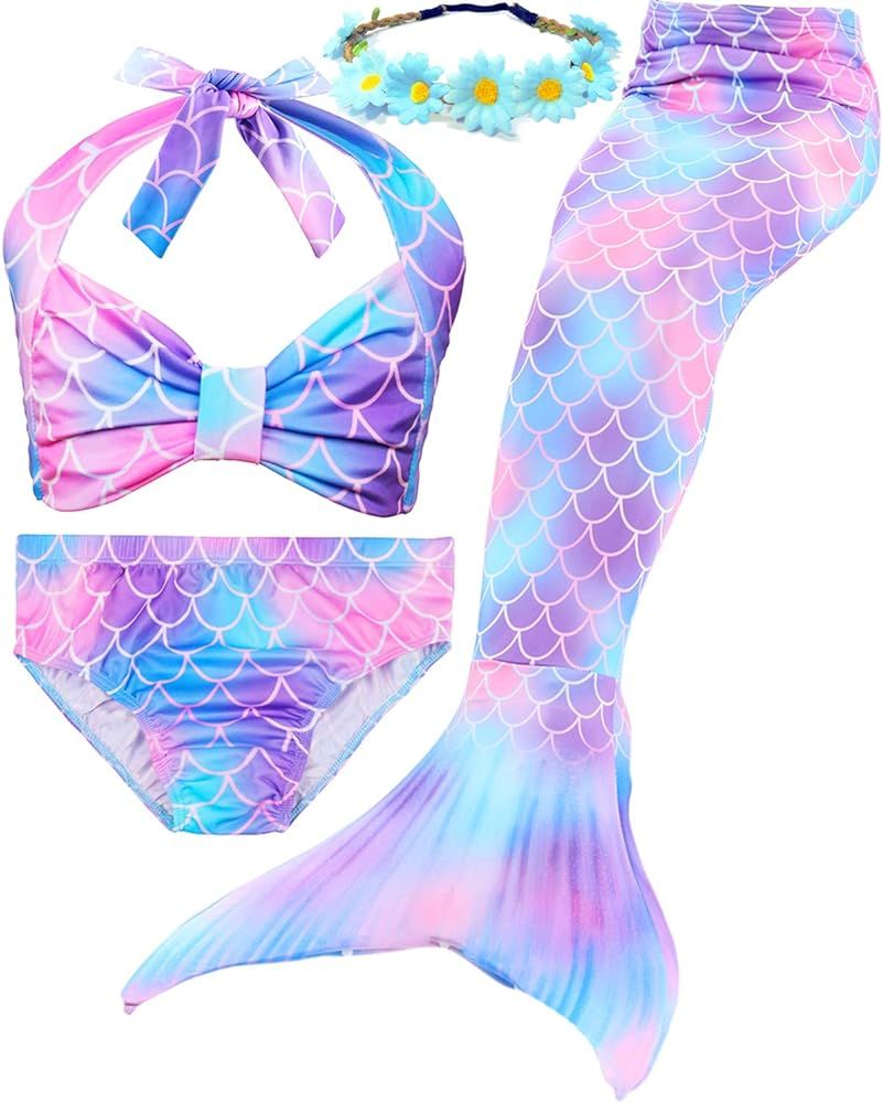 Girls Mermaid Tails for Swimming Bathing Suits Mermaid Theme Swimsuits Toddler Girls Birthday Gift f | Amazon (US)