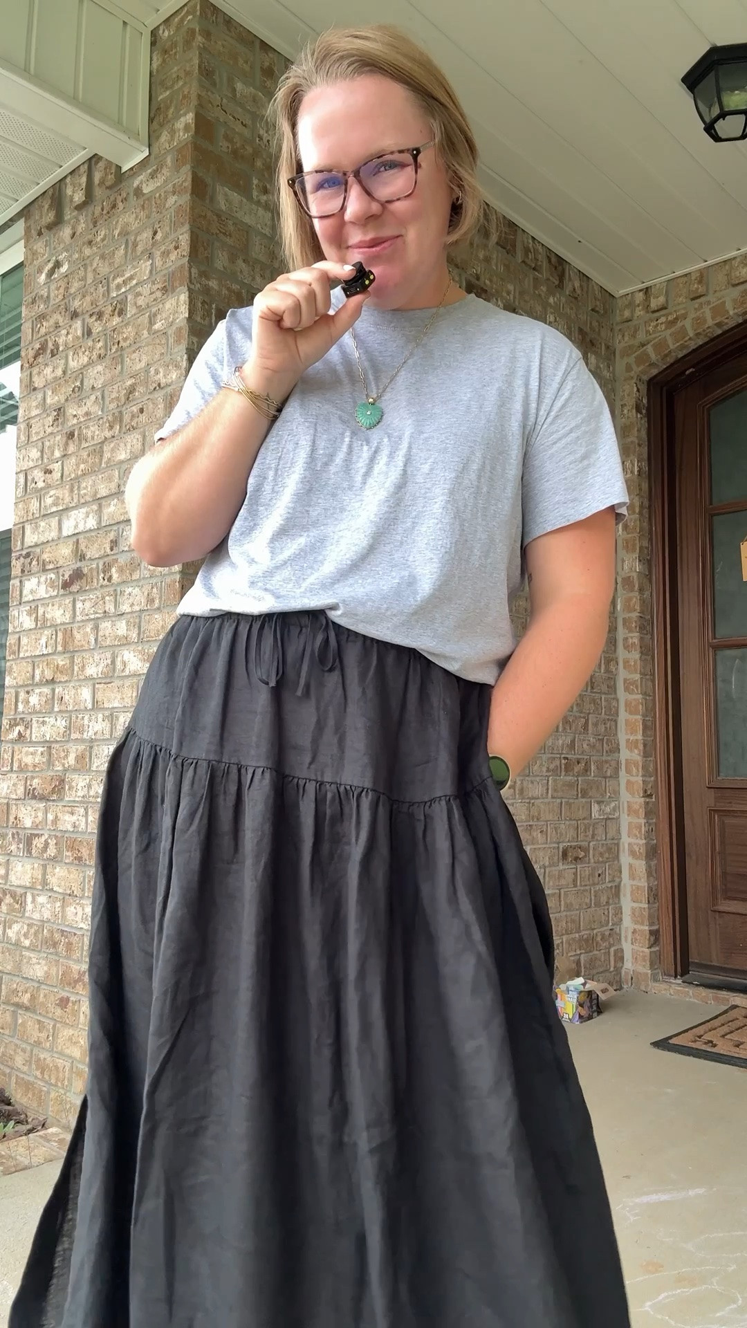 A perfect work from home outfit or work outfit. I wear a XXL in the tee and an XL in the skirt. I could probably size down in the skirt but it still fits. Necklace is a favorite!!

#LTKootd #LTKMidsize #LTKdayinmylife