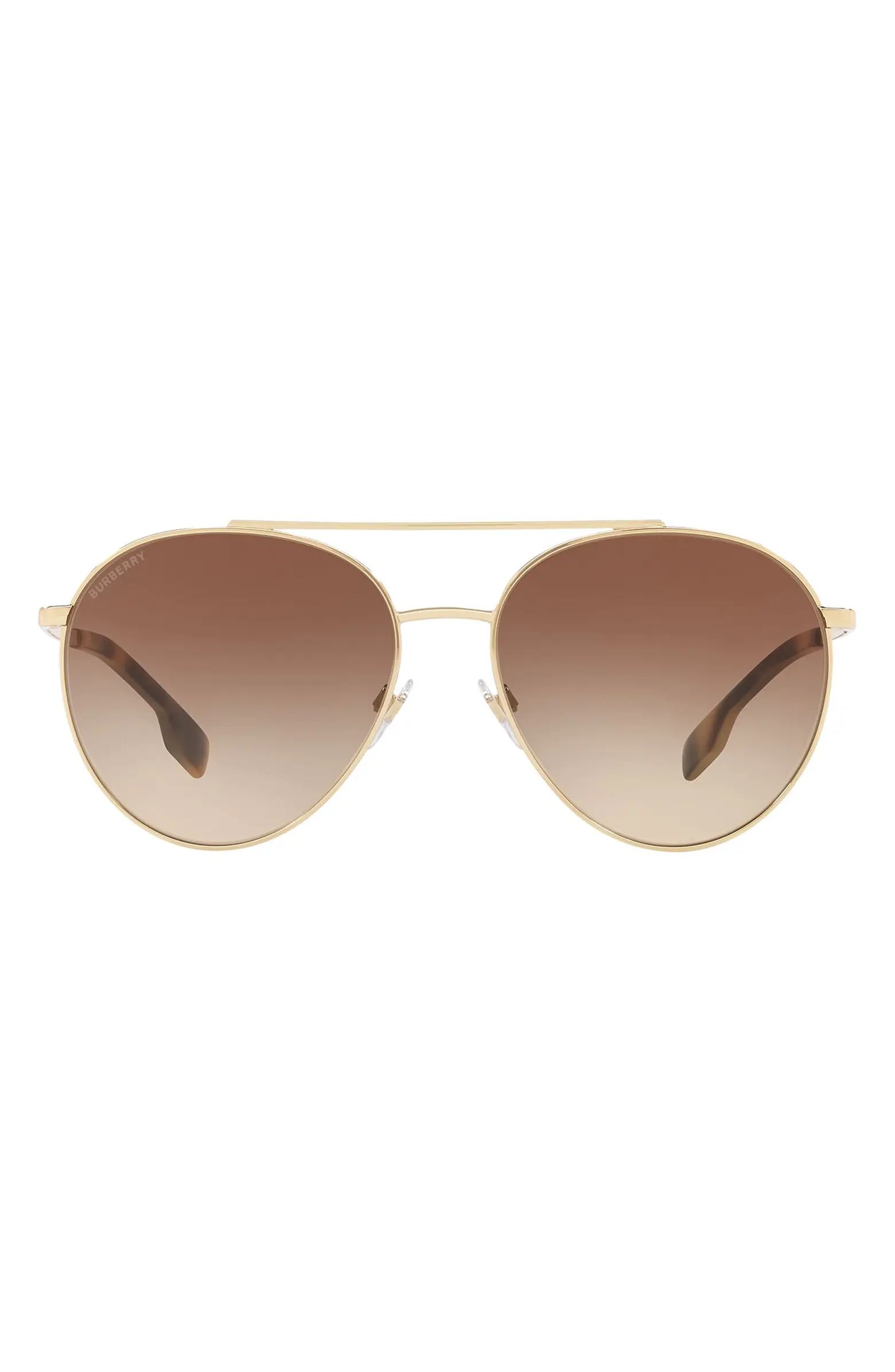 59mm Check Temple Pilot Aviator Sunglasses | Nordstrom