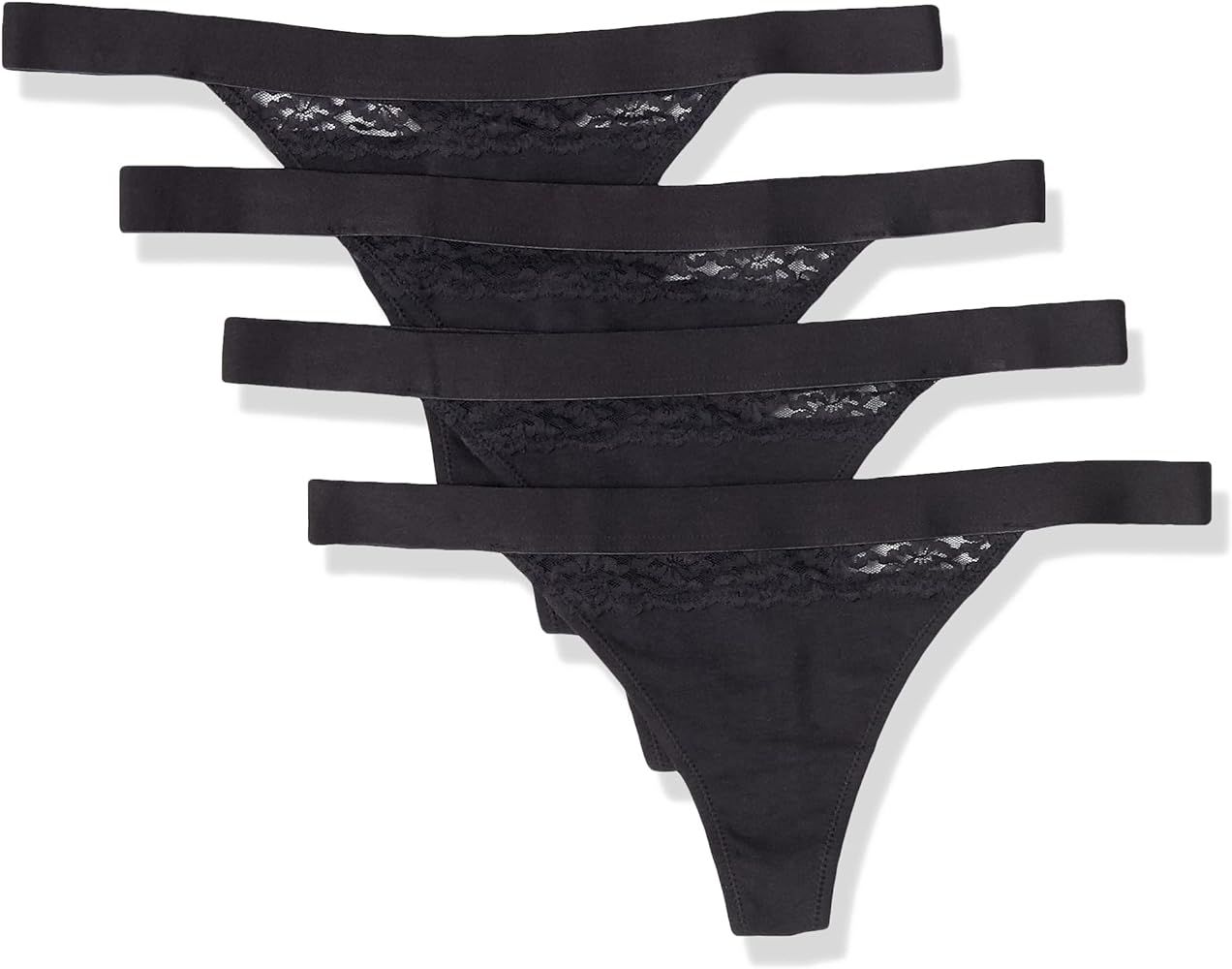 Amazon Essentials Women's Cotton and Lace Thong Underwear, Pack of 4 | Amazon (US)