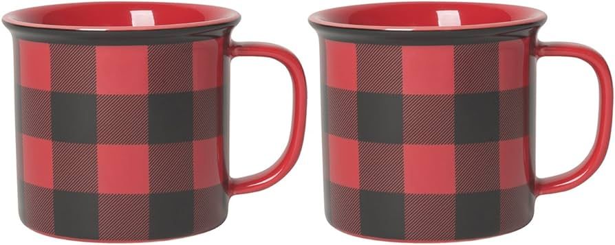 Now Designs Red Buffalo Check Heritage Stoneware Mug 12 oz, Set of 2 | Amazon (US)