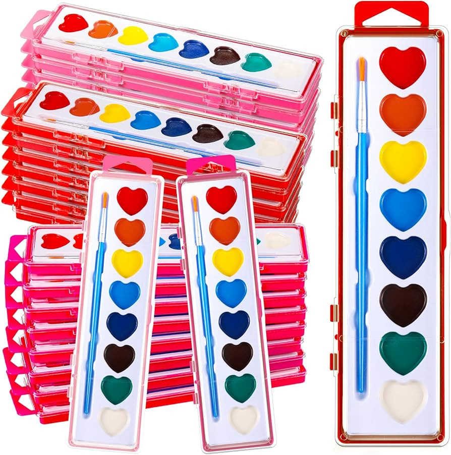 Yeaqee 24 Pack Watercolor Paint Set 8 Colors Washable Water Paint with Paintbrush Party Favors Ar... | Amazon (US)