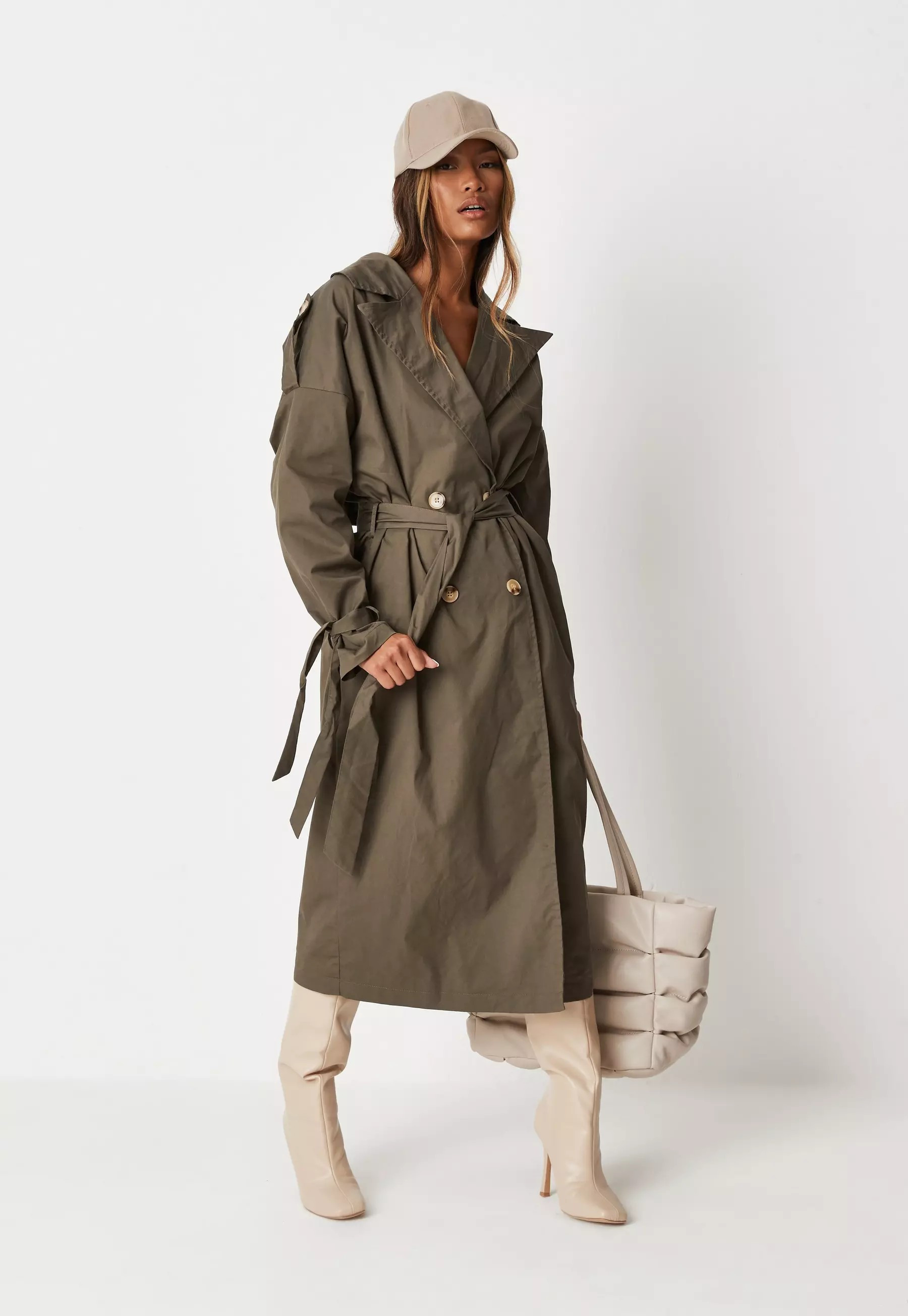 Khaki Oversized Trench Coat | Missguided (US & CA)