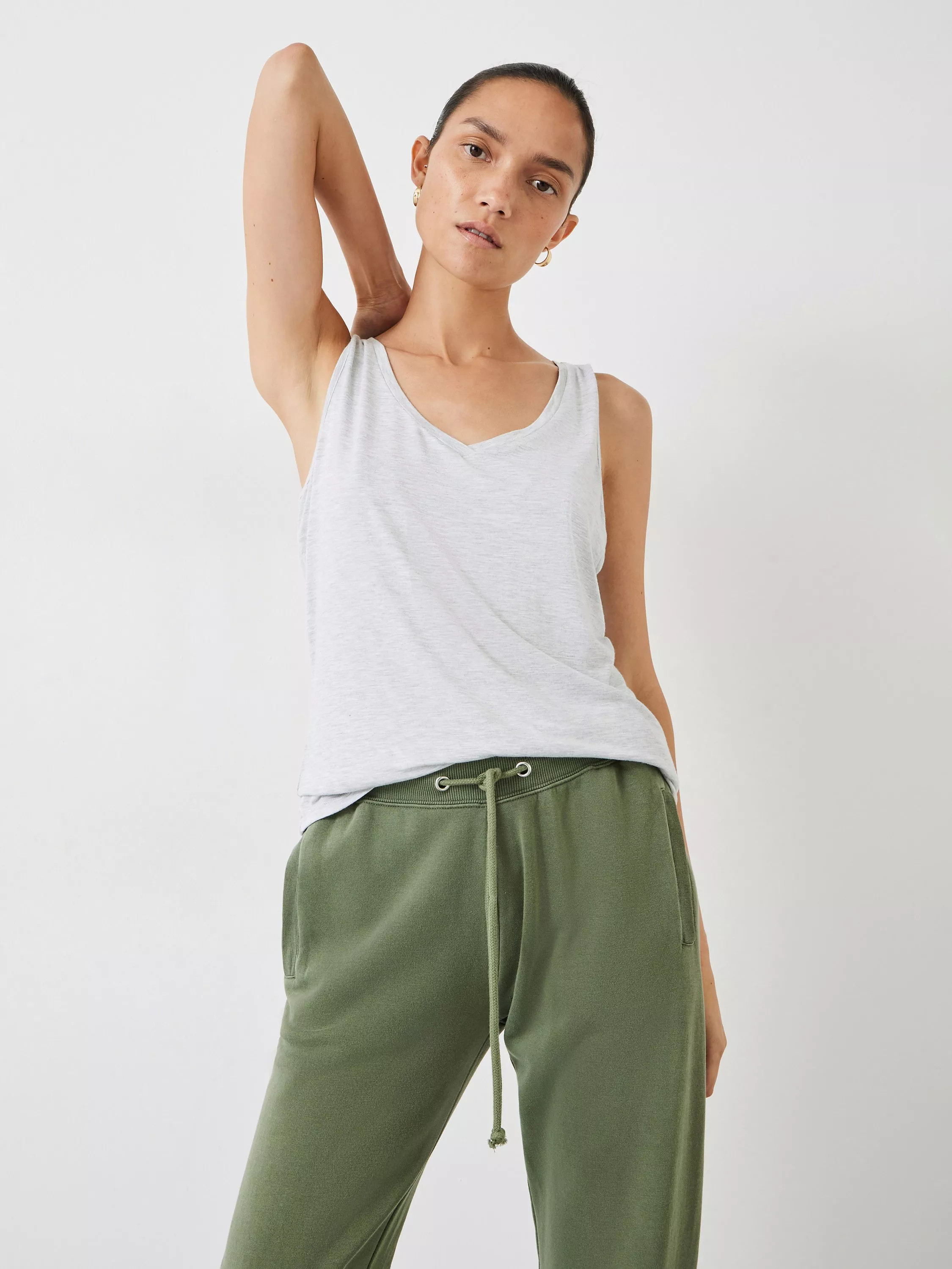 HUSHSally V-Neck Jersey Vest Top, Lightest Grey Marl | John Lewis (UK)