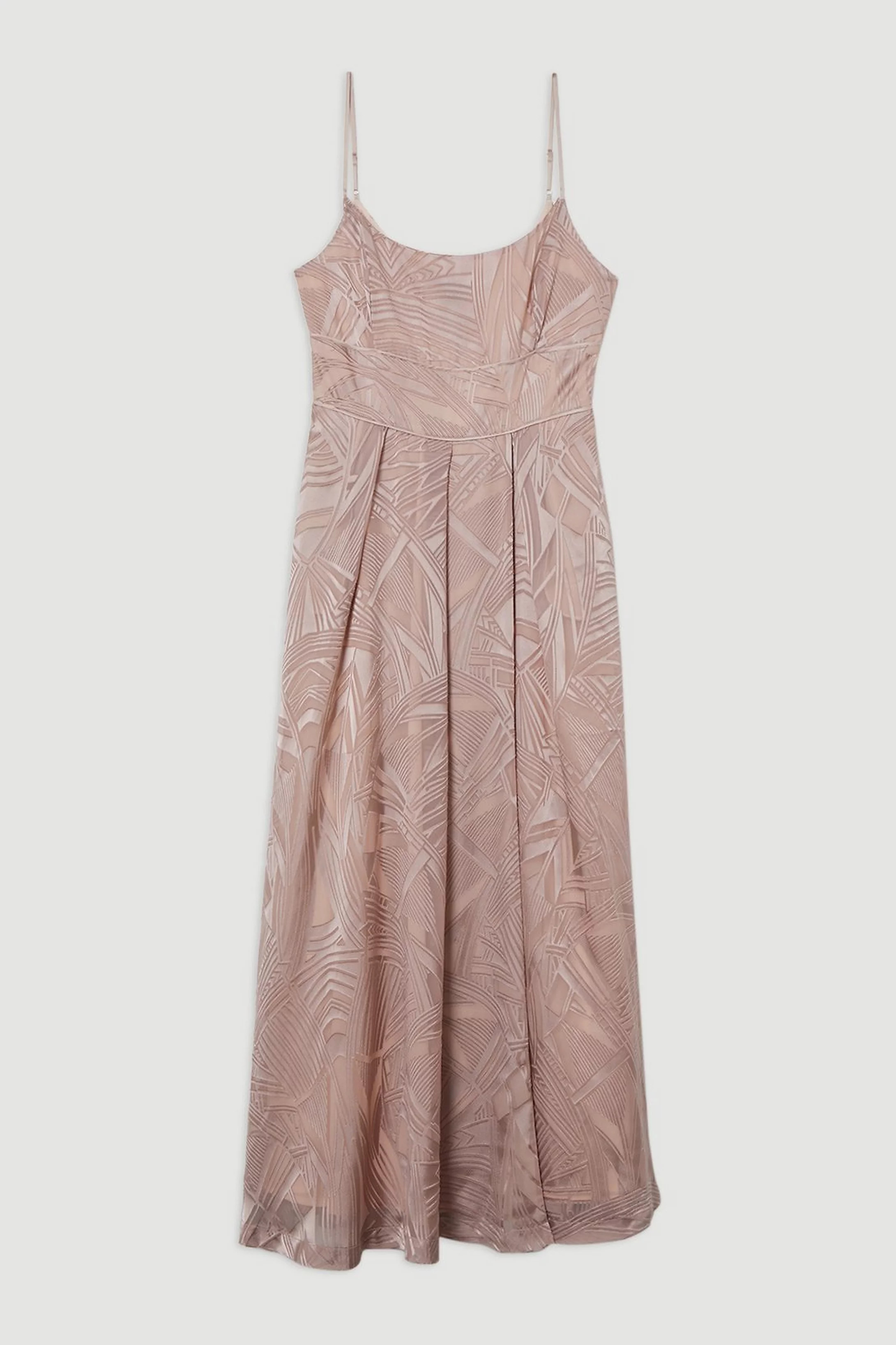 Amelia Graham Burnout Split Woven Prom Strappy Maxi Dress | Karen Millen UK + IE + DE + NL